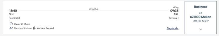 Miles And More Air New Zealand Business Class Singapur Auckland Oktober 2025