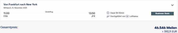 Miles And More Praemienflug Lufthansa Business Class Frankfurt New York