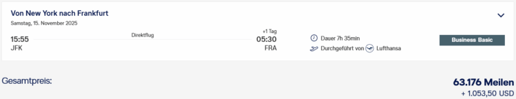 Miles And More Praemienflug Lufthansa Business Class New York Frankfurt