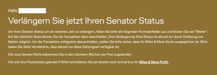 Miles And More Senator Statusverlaengerung Oktober 2025