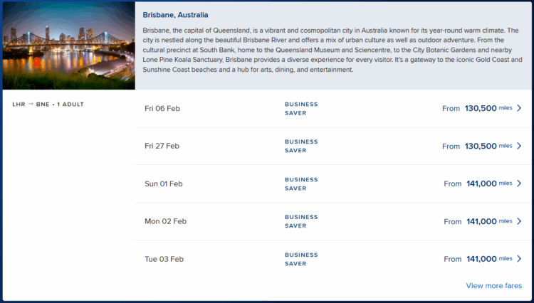 Singapore Airlines Krisflyer Flight Recommender Ergebnisse