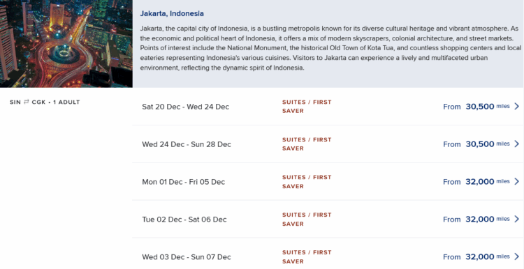 Singapore Airlines Krisflyer Flight Recommender Ergebnisse Guenstig First Class