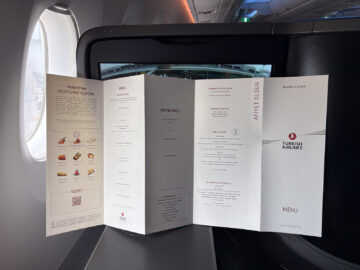 Turkish Airlines Airbus A350 900 Business Class Speisekarte