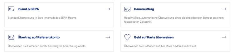 Miles And More Kreditkarte Ueberweisungsservice Arten Uebersicht