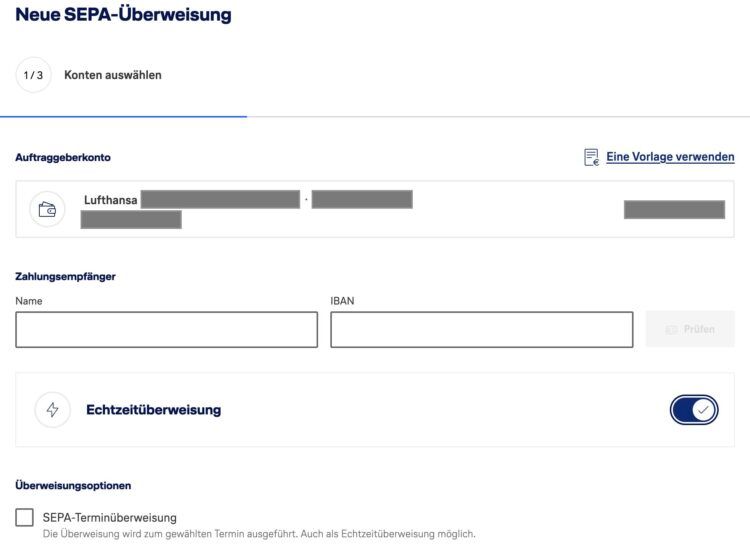 Miles And More Kreditkarte Ueberweisungsservice Neue Sepa Ueberweisung