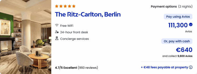 Avios Hotels Aktion Ritz Carlton Berlin