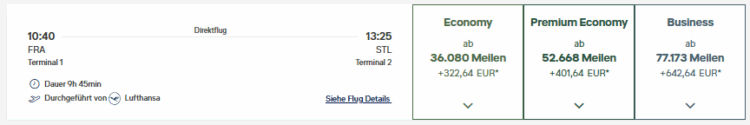 Miles And More Praemienflug Lufthansa Frankfurt Saint Louis