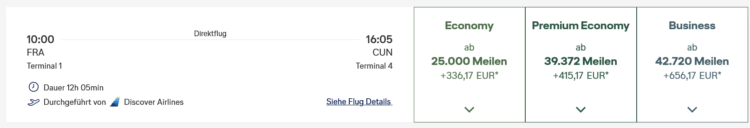 Miles And More Praemienflug Discover Airlines Frankfurt Cancun