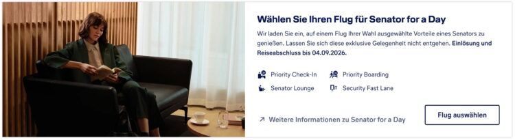 Miles And More Senator For A Day Lufthansa Auswahl Buchung