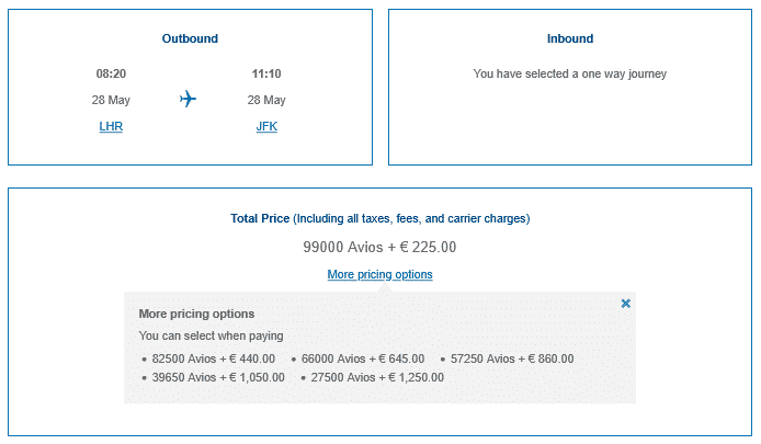 British Airways Club Praemienflug British Airways Business Class London New York