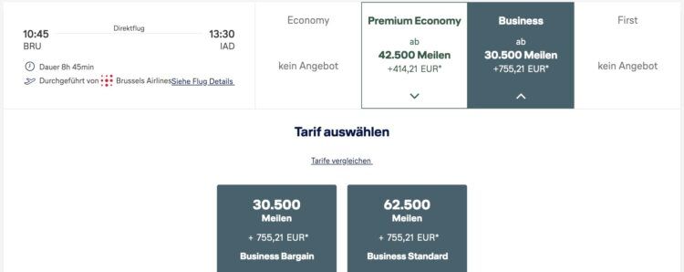 Brussels Airlines Miles And More Meilenschnaeppchen Mai 2026 Business Class Bruessel Washington