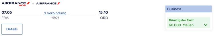 Flying Blue Promo Award Air France Business Class Frankfurt Chicago Mai 2026
