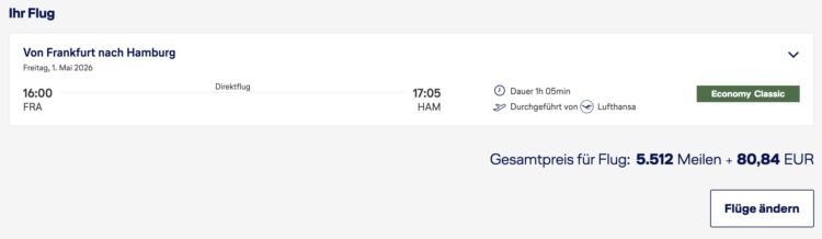 Miles And More Praemienflug Lufthansa Economy Classic Tarif Frankfurt Hamburg Umbuchen