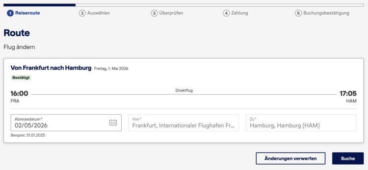Miles And More Praemienflug Lufthansa Economy Classic Tarif Frankfurt Hamburg Umbuchen Suche
