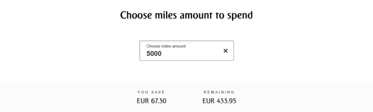 Emirates Skywards Cash Miles Beispiel 5000