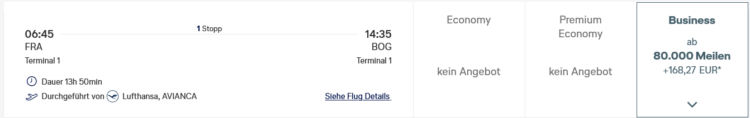 Miles And More Praemienflug Avianca Business Class Frankfurt Madrid Bogota