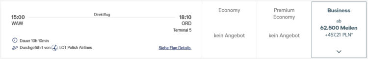 Miles And More Praemienflug Lot Business Class Warschau Chicago