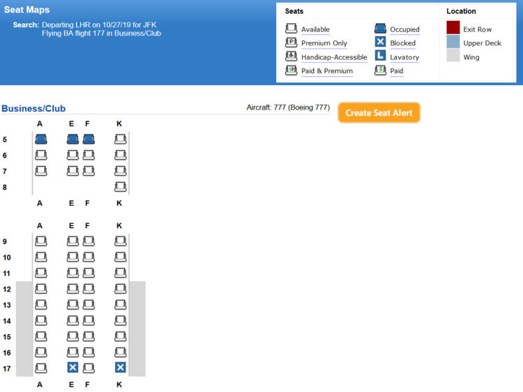british airways club suite seatmap boeing 777