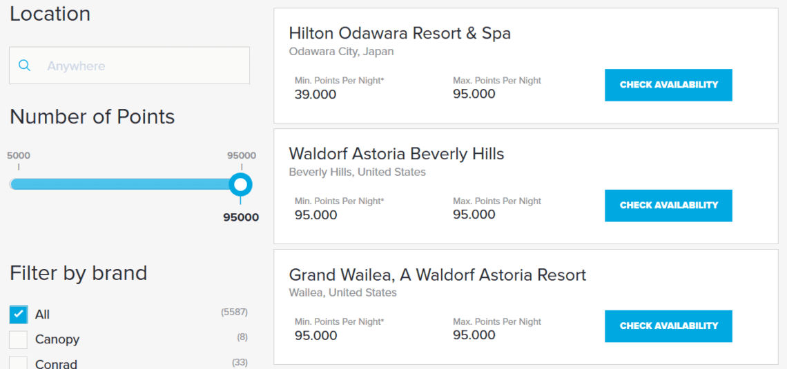 Neu Hilton Honors Points Explorer